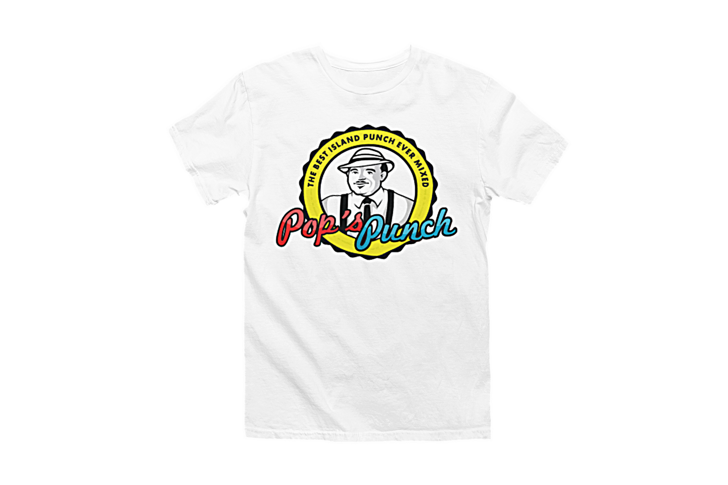 Pop's Punch T-Shirt - Full Logo - White